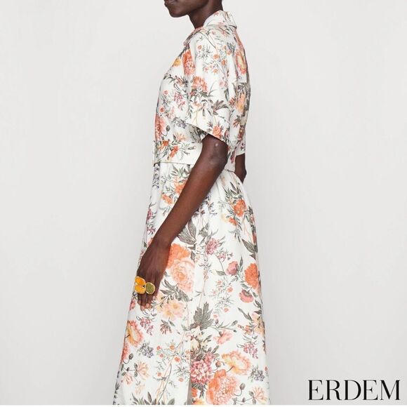 ERDEM **NWT** Mayra Floral Shirtdress in White Floral Multi - Picture 8 of 14